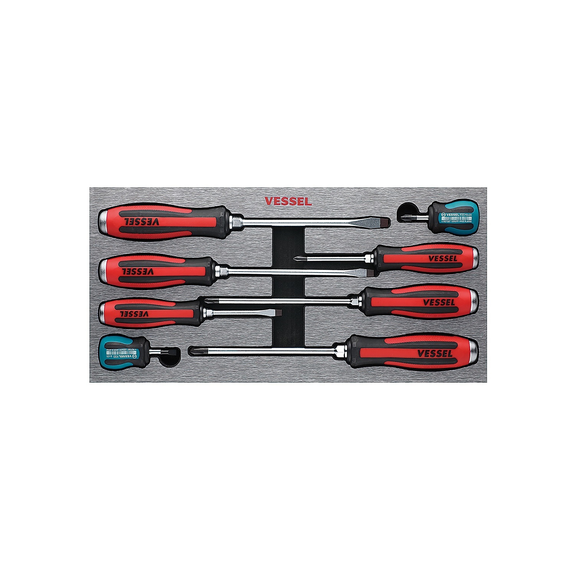 Vessel Megadora Tang-Thru Screwdriver Set - 8-Piece, EVA Foam Inlay, Model# 9308EVA